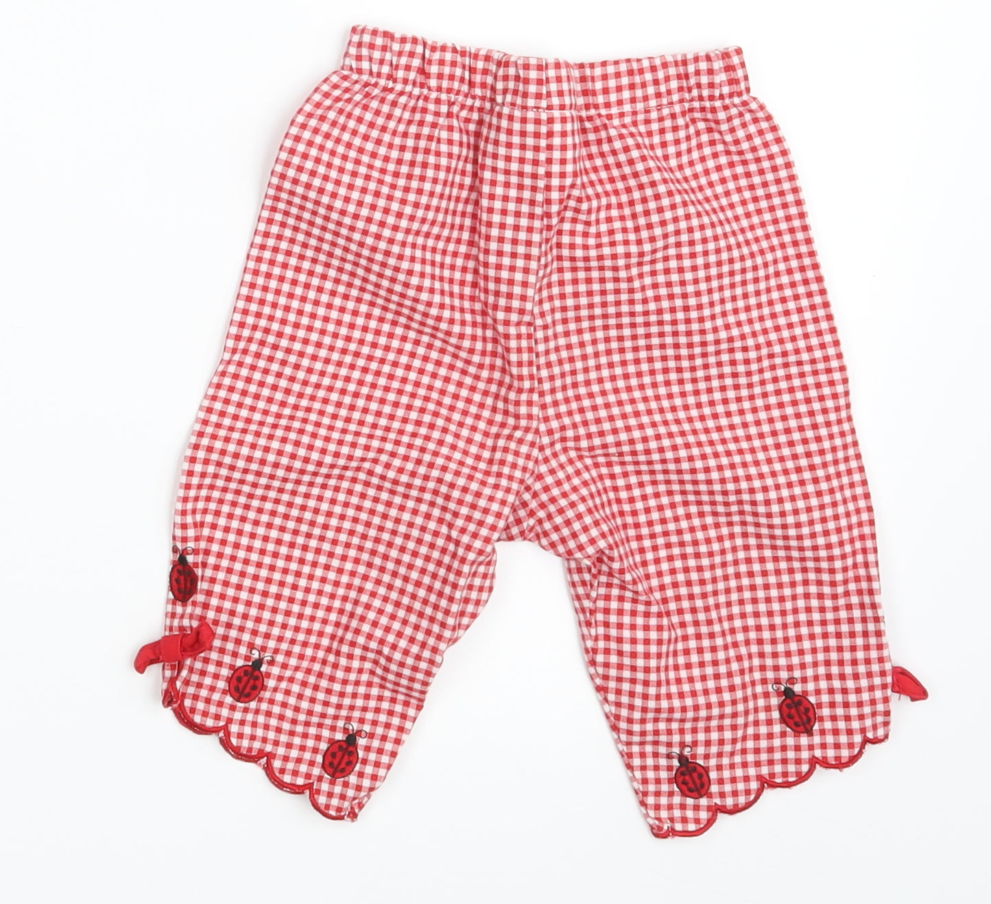 Rare Editions Girls Red Check  Sweatpants Trousers Size 18 Months  - Waist 16in; Inside  leg 6in