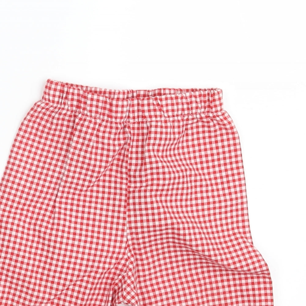 Rare Editions Girls Red Check  Sweatpants Trousers Size 18 Months  - Waist 16in; Inside  leg 6in