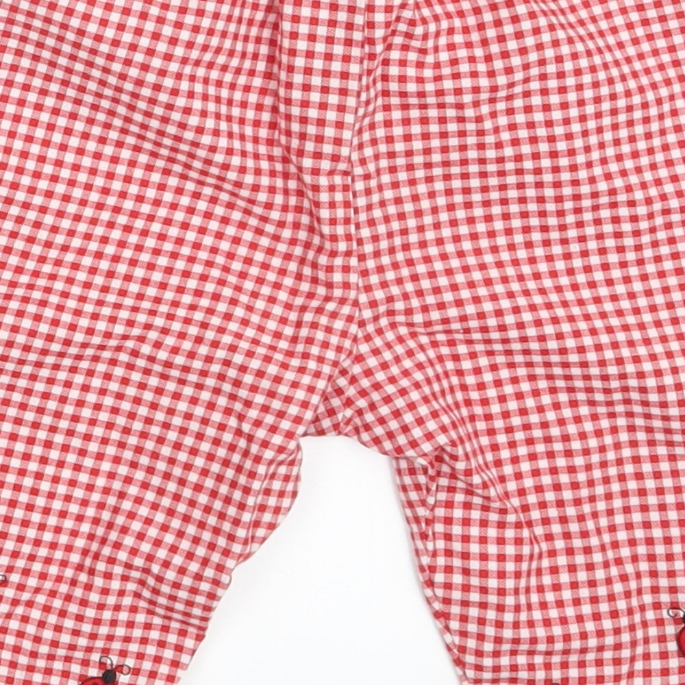 Rare Editions Girls Red Check  Sweatpants Trousers Size 18 Months  - Waist 16in; Inside  leg 6in