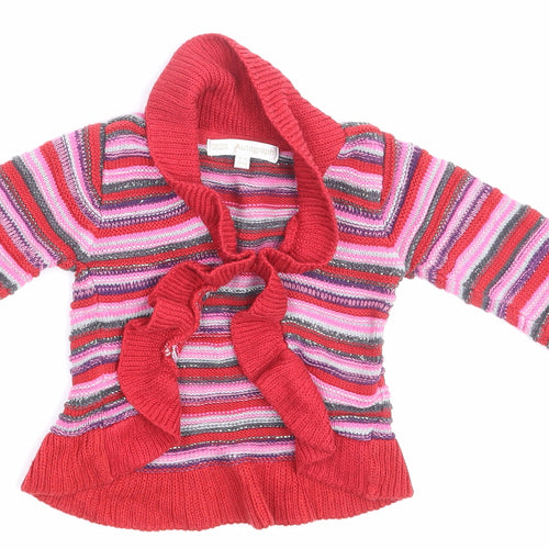 M&S Girls Multicoloured Striped  Cardigan Jumper Size 9-12 Months