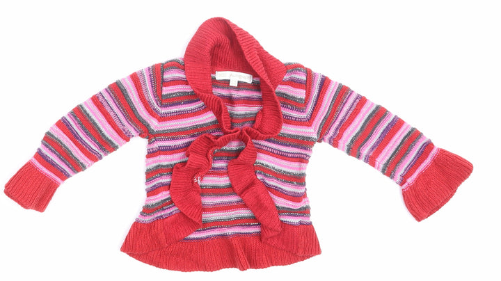 M&S Girls Multicoloured Striped  Cardigan Jumper Size 9-12 Months