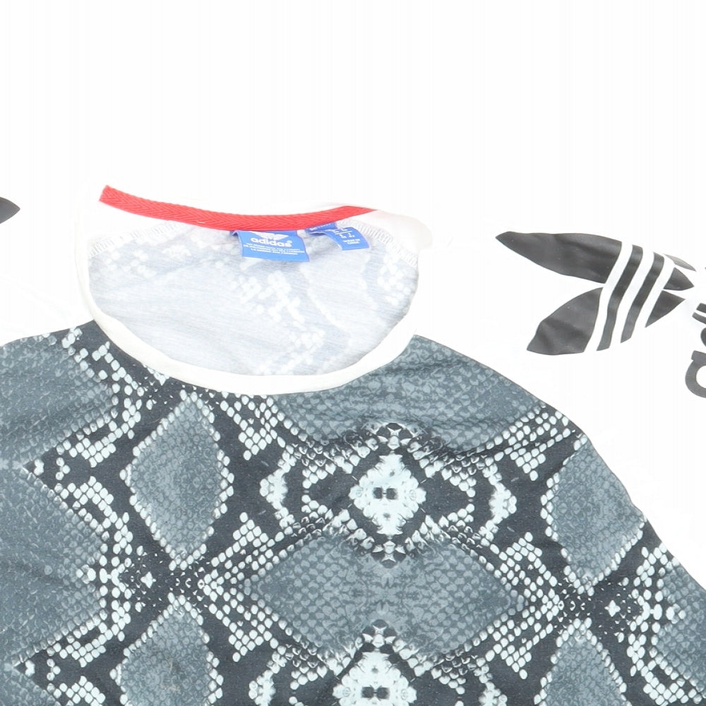 adidas Girls Grey Animal Print  Basic T-Shirt Size 10 Years