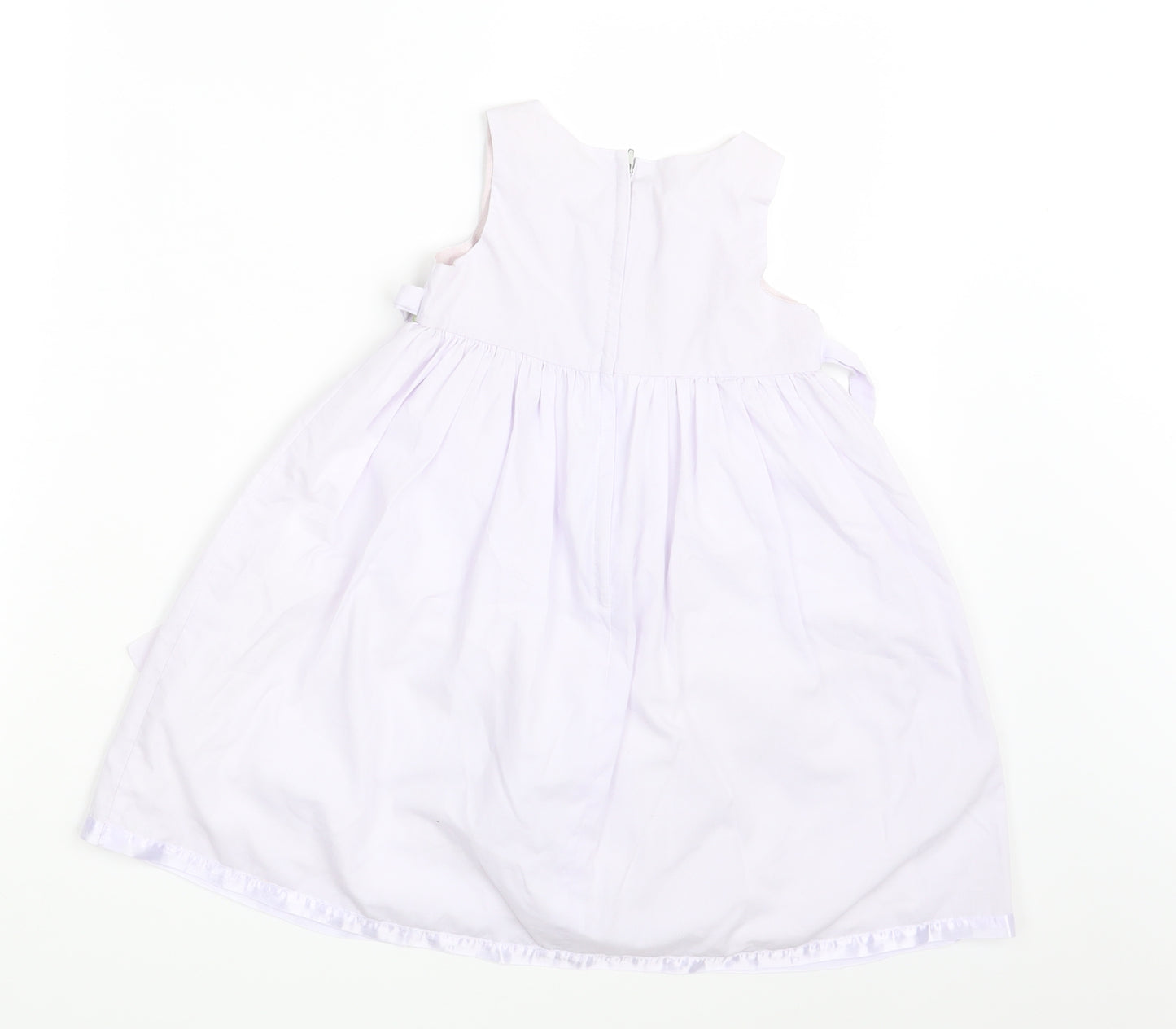 jenny Annie Dots Girls White Floral  A-Line  Size 3 Years