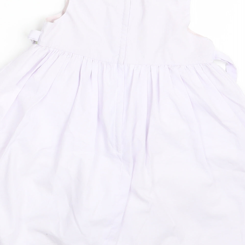 jenny Annie Dots Girls White Floral  A-Line  Size 3 Years