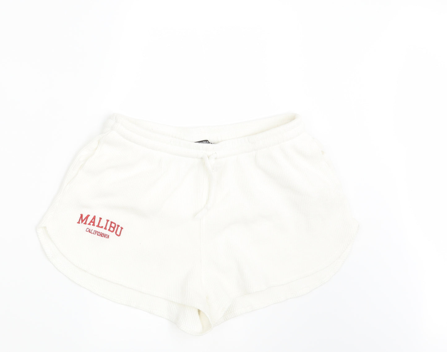 Bershka Womens White   Hot Pants Shorts Size L - Malibu California
