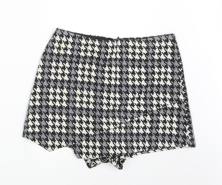 Topshop Womens Black Herringbone Mini Skirt Size 10