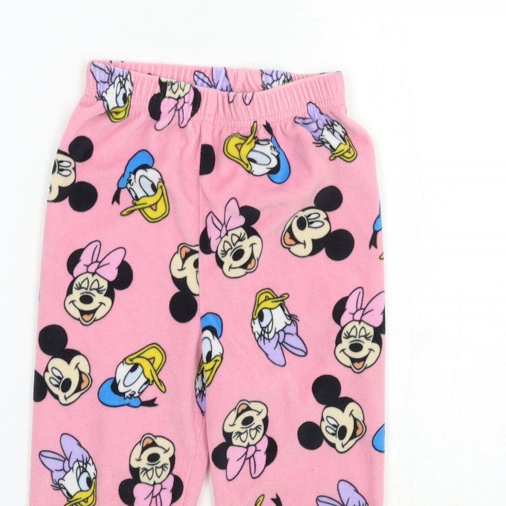 Primark Girls Pink  Fleece Top Pyjama Pants Size 2-3 Years  - Mickey and Friends