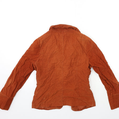 oro columbian fashion Womens Orange  Corduroy Jacket Blazer Size 8