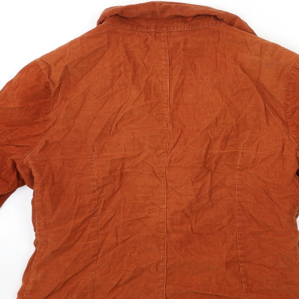 oro columbian fashion Womens Orange  Corduroy Jacket Blazer Size 8