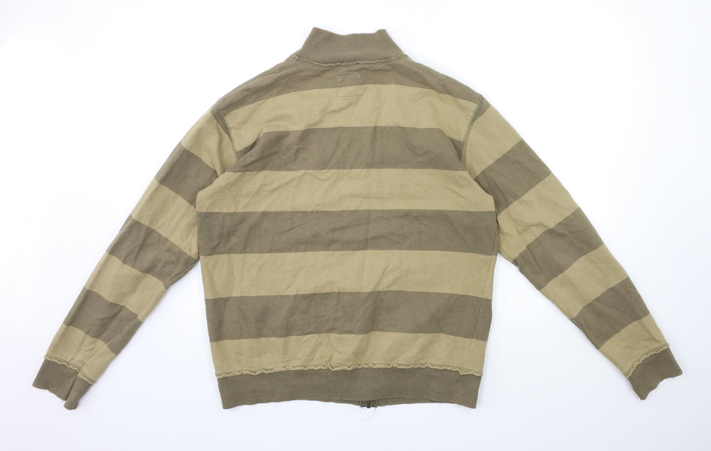 RJR.John Rocha Mens Beige Striped  Full Zip Sweatshirt Size M