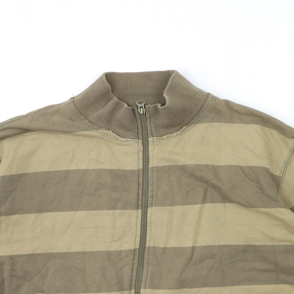 RJR.John Rocha Mens Beige Striped  Full Zip Sweatshirt Size M
