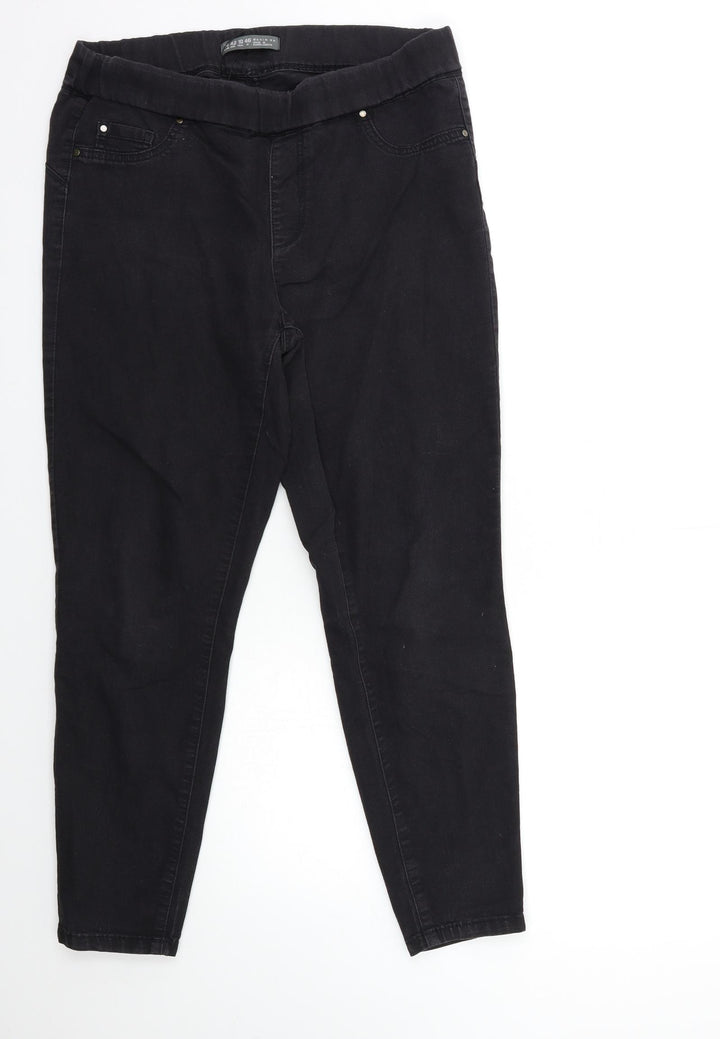 Denim & Co. Womens Black Denim Jegging Jeans Size 14 L27 in