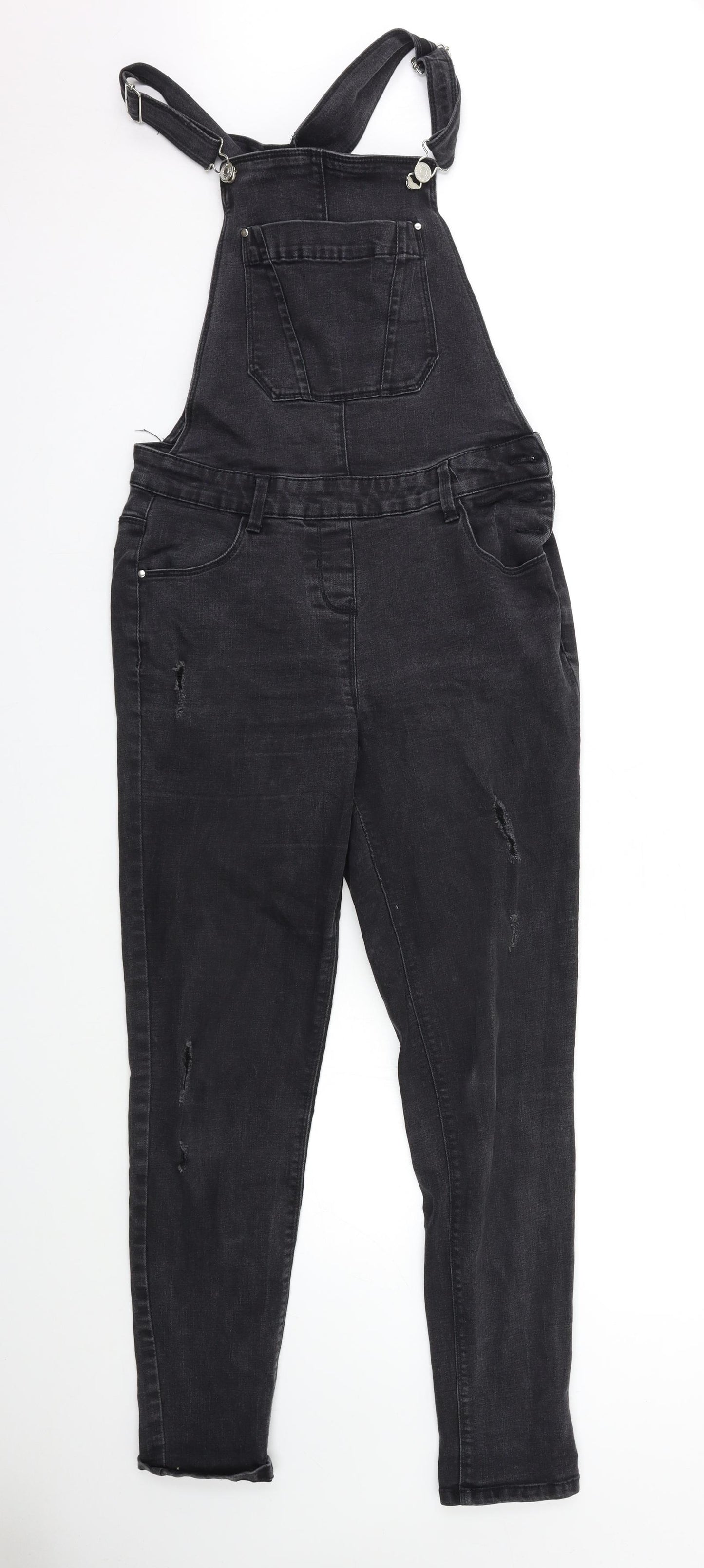 Matalan Womens Black  Denim Dungaree One-Piece Size 10