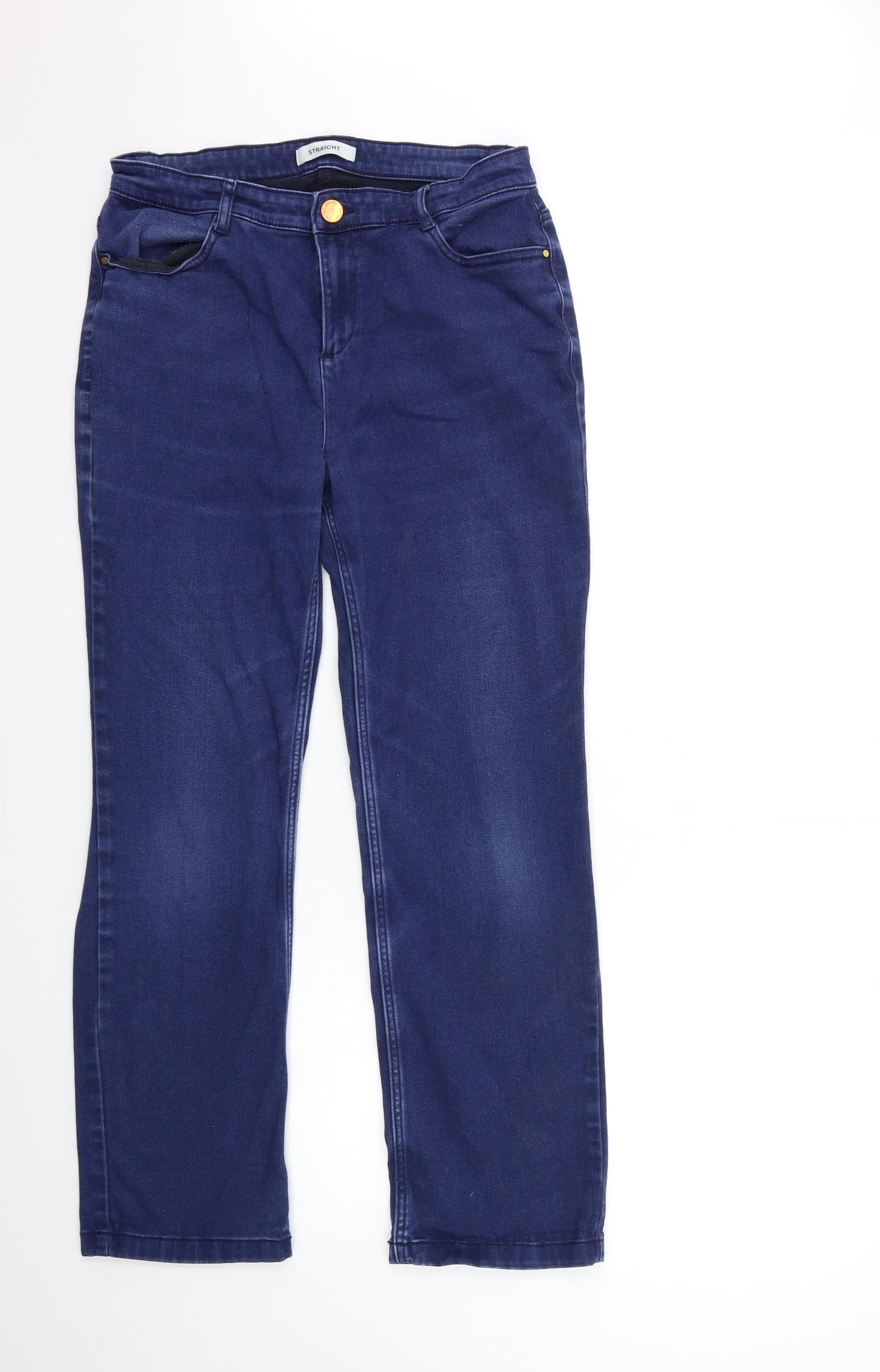 Marks and Spencer Womens Blue  Denim Straight Jeans Size 14 L29 in