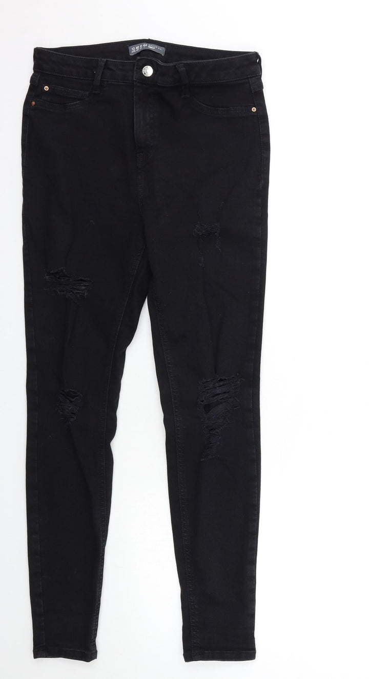 Denim & Co. Womens Black Denim Skinny Jeans Size 12 L28 in