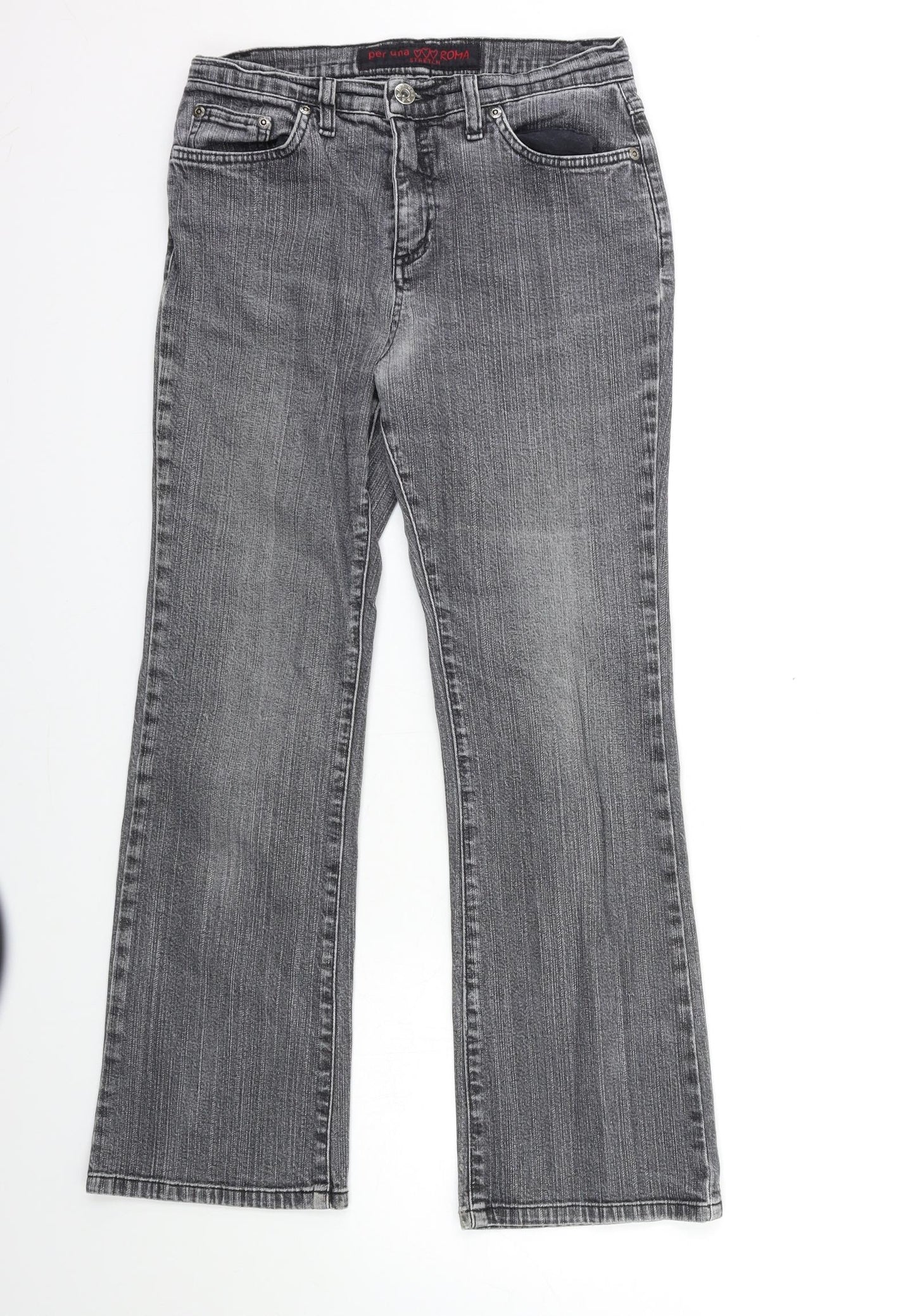 Per Una Womens Grey  Denim Flared Jeans Size 8 L26 in