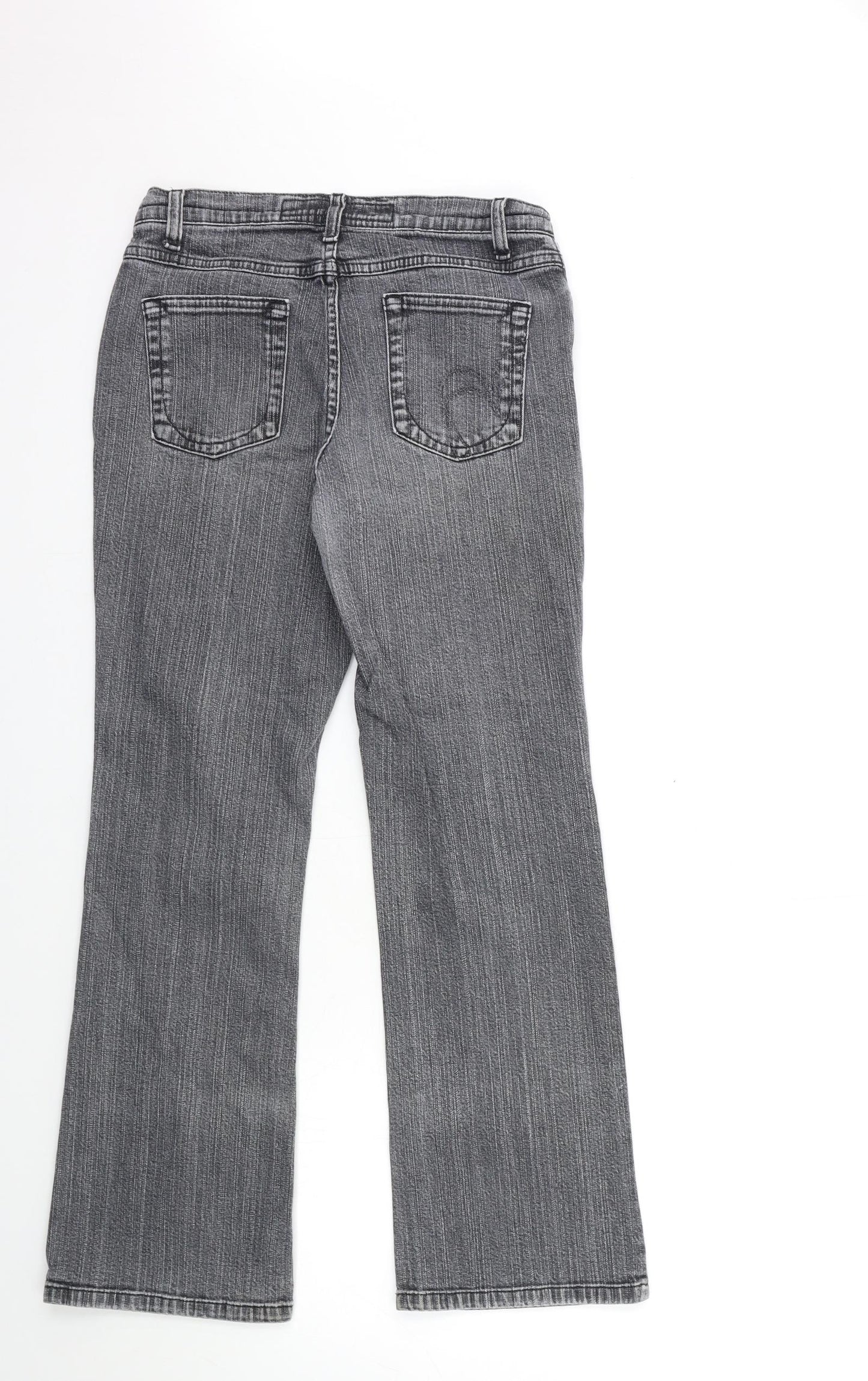 Per Una Womens Grey  Denim Flared Jeans Size 8 L26 in