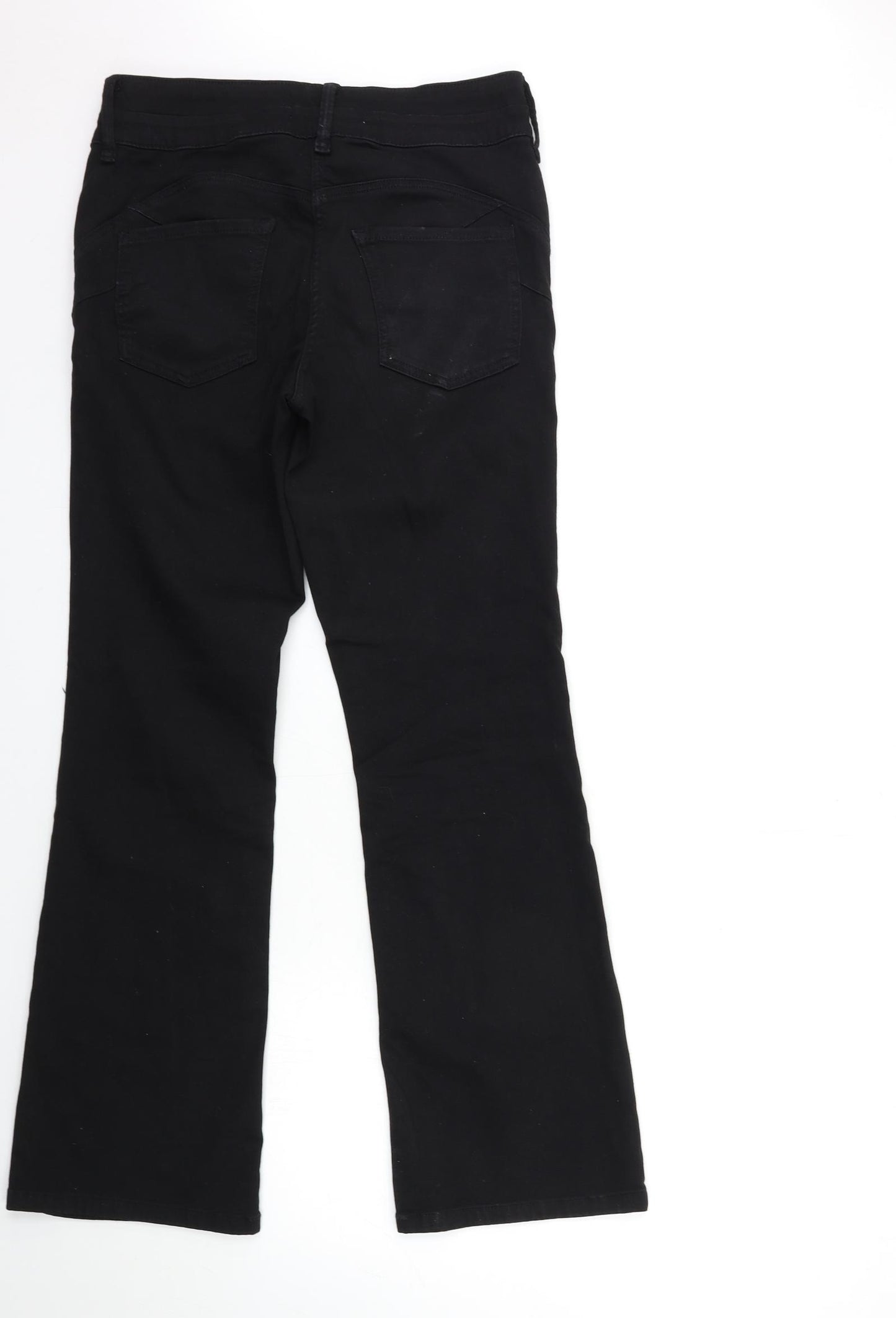 NEXT Womens Black  Denim Flared Jeans Size 12 L30 in