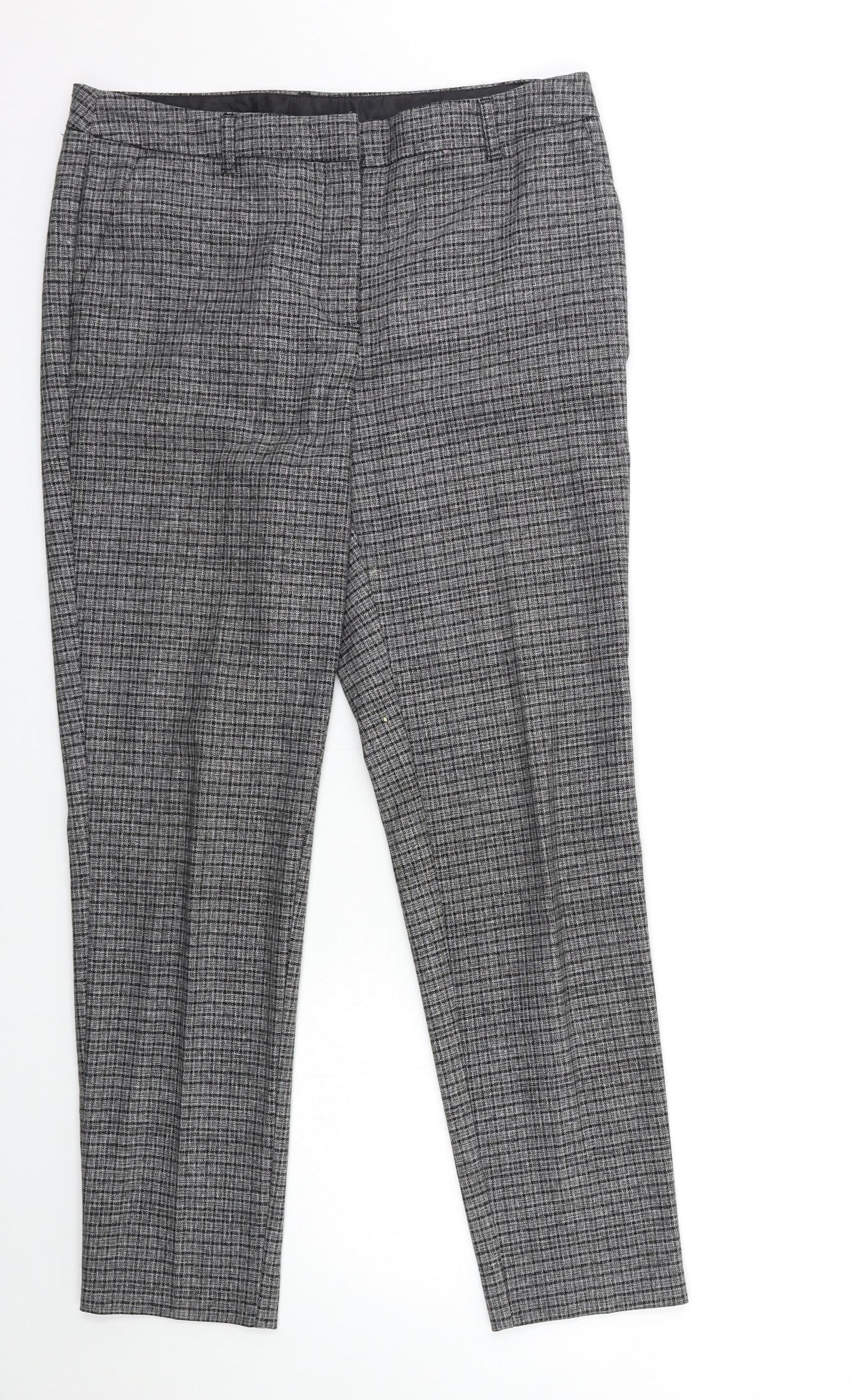 TU Womens Grey Check  Trousers  Size 12 L28 in