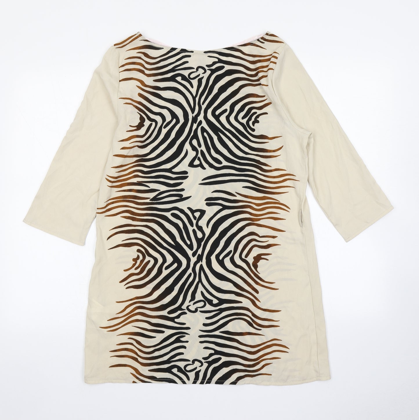 VERO MODA Womens Beige Animal Print  A-Line  Size M