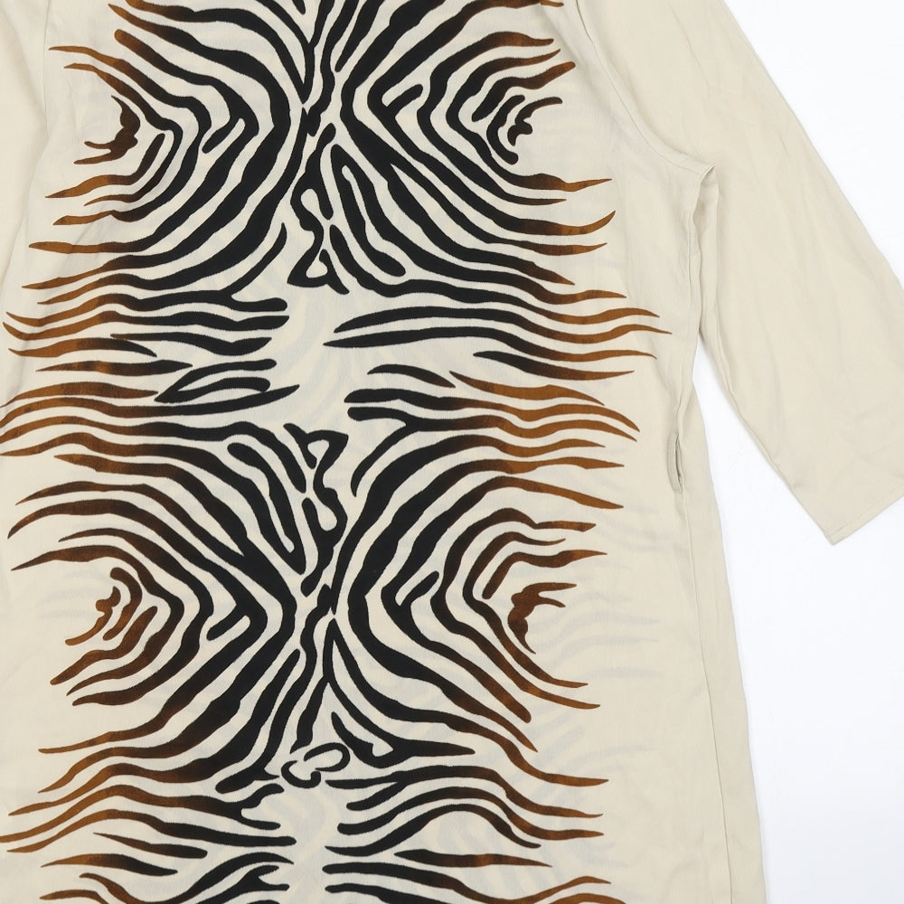 VERO MODA Womens Beige Animal Print  A-Line  Size M
