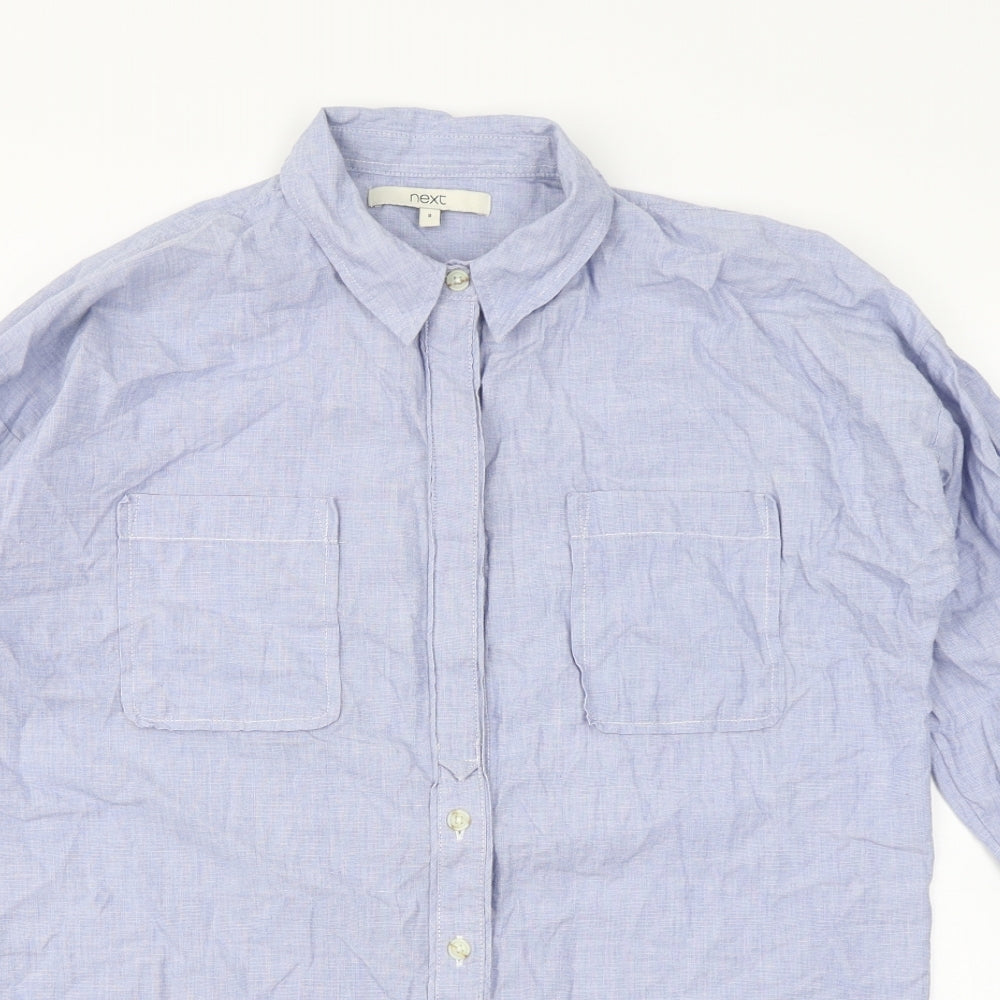 NEXT Womens Blue   Basic Button-Up Size 8