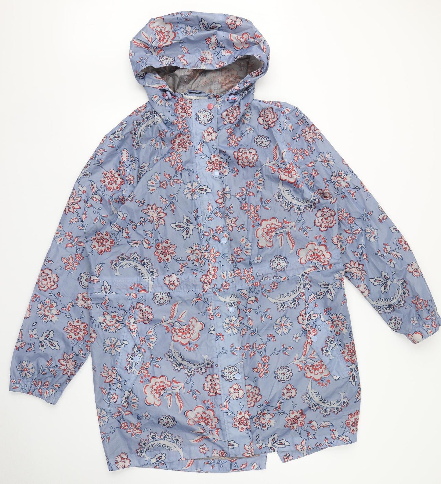 Joules Womens Blue Floral  Rain Coat Jacket Size 20