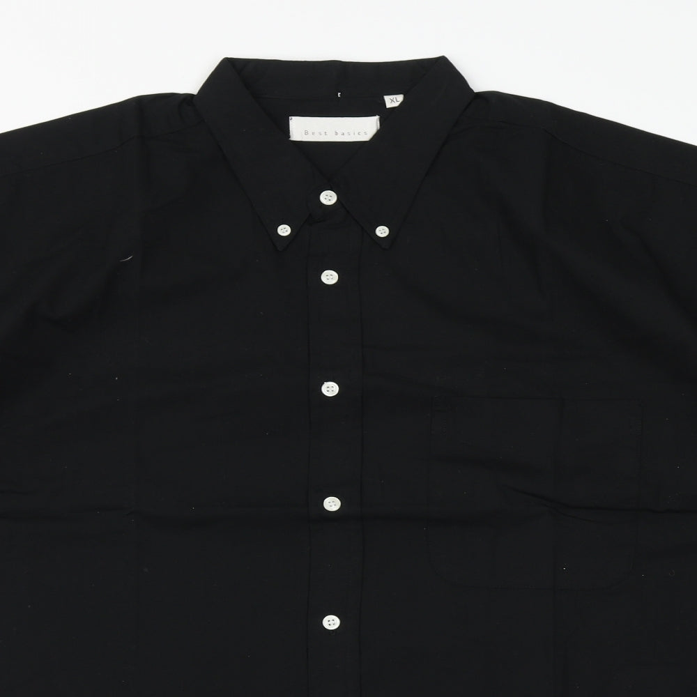 Best Basics Mens Black    Button-Up Size XL