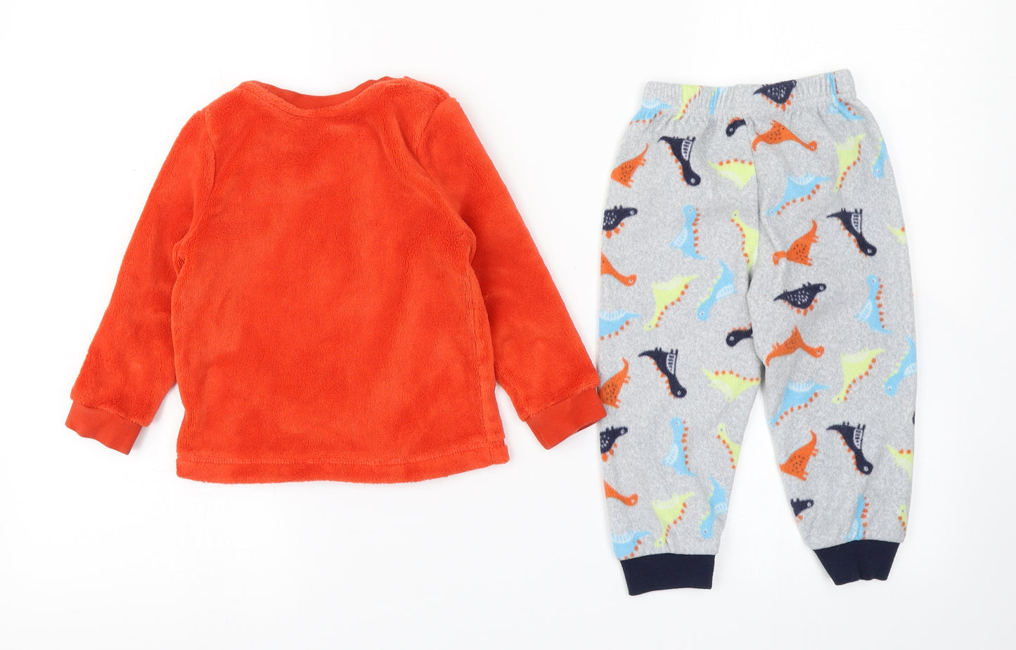 George Boys Orange Solid Fleece Capri Pyjama Set Size 18-24 Months  - Dinosaur