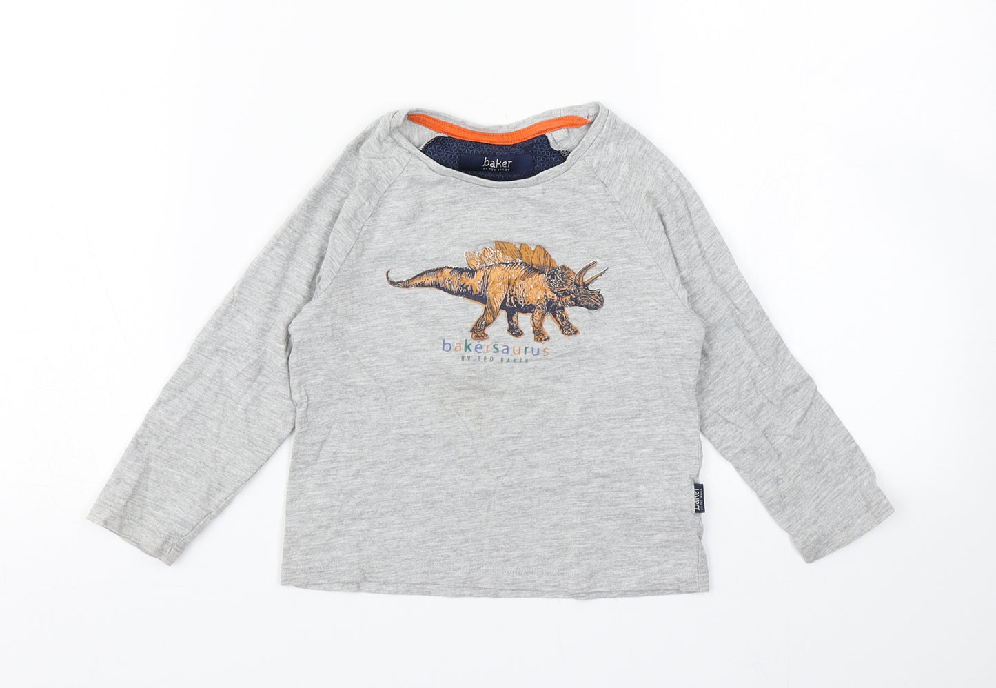 Baker Boys Grey   Basic T-Shirt Size 2-3 Years  - Dinosaur