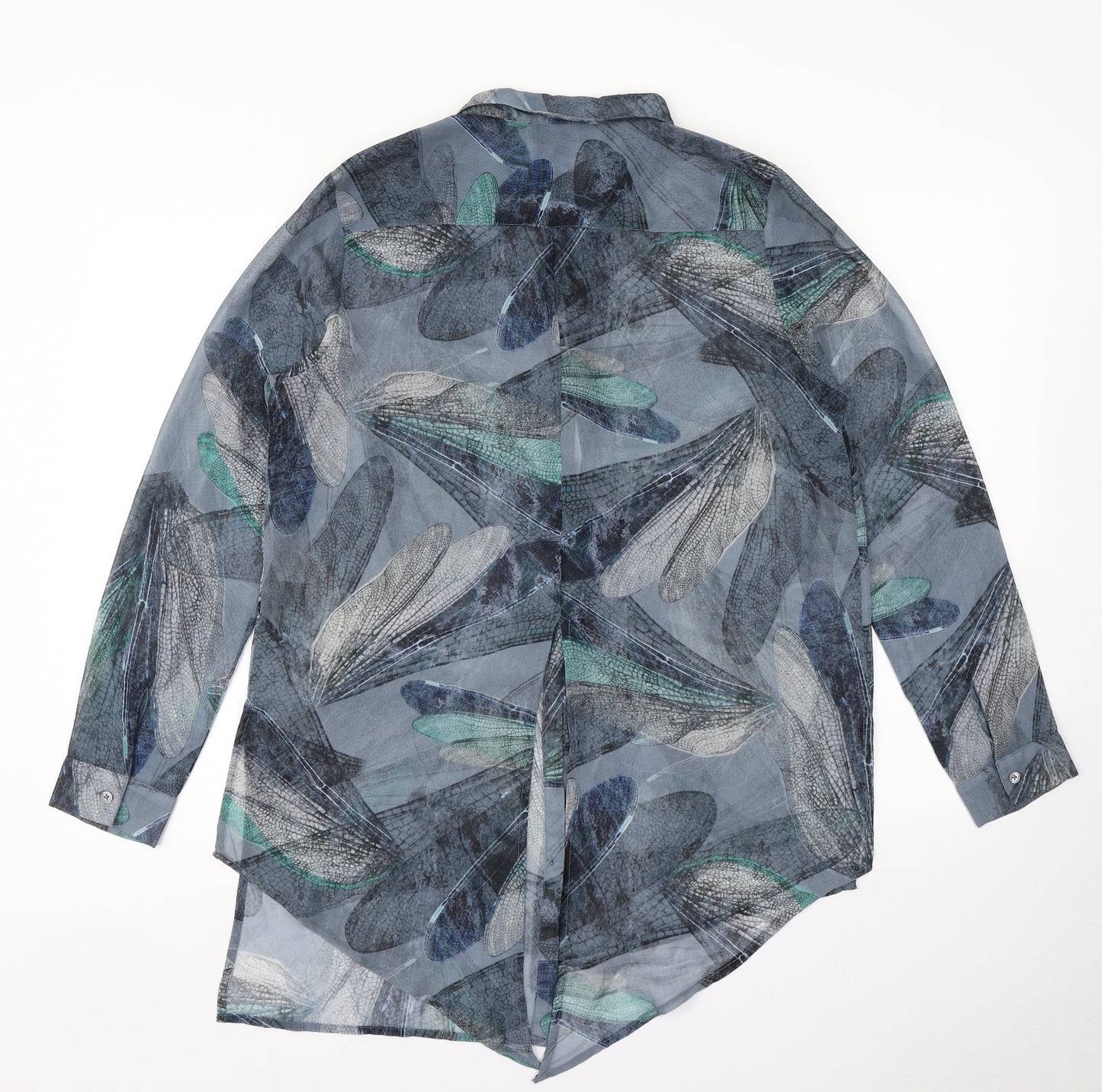 Label Lab Womens Blue Floral  Basic Blouse Size 12