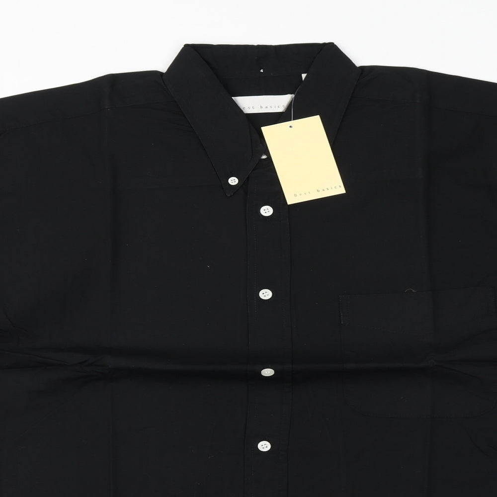 Best Basics Mens Black    Button-Up Size XL