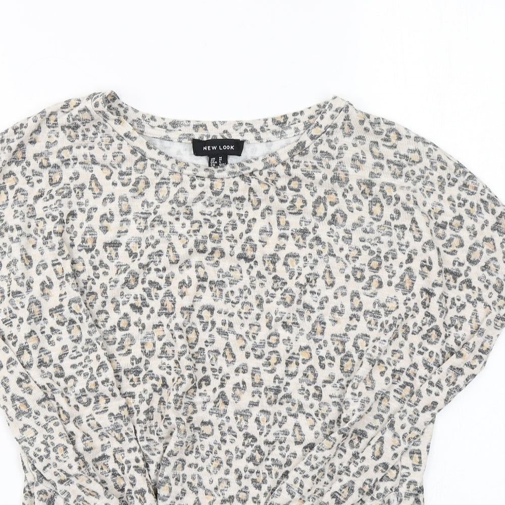 New Look Womens Brown Animal Print  Basic T-Shirt Size M
