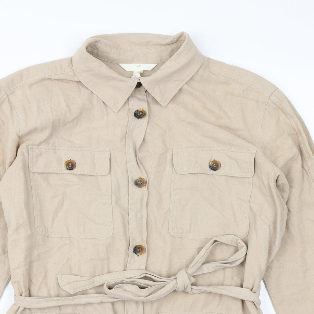 H&M Womens Brown   Basic Button-Up Size S