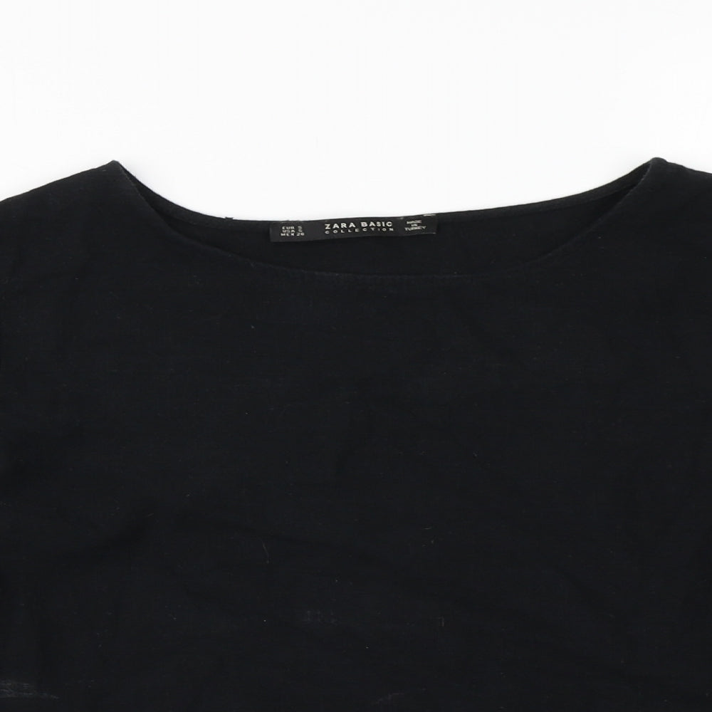Zara Womens Black   Basic T-Shirt Size S  - bell sleeve