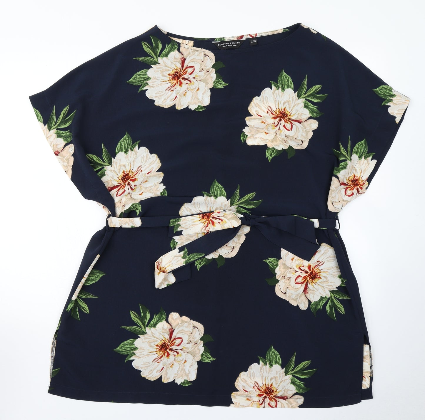 Dorothy Perkins Womens Blue Floral  Basic Blouse Size 16