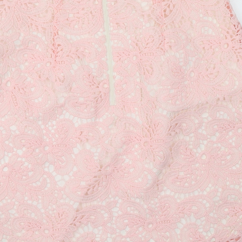 Vesper Womens Pink  Lace Straight & Pencil Skirt Size 14