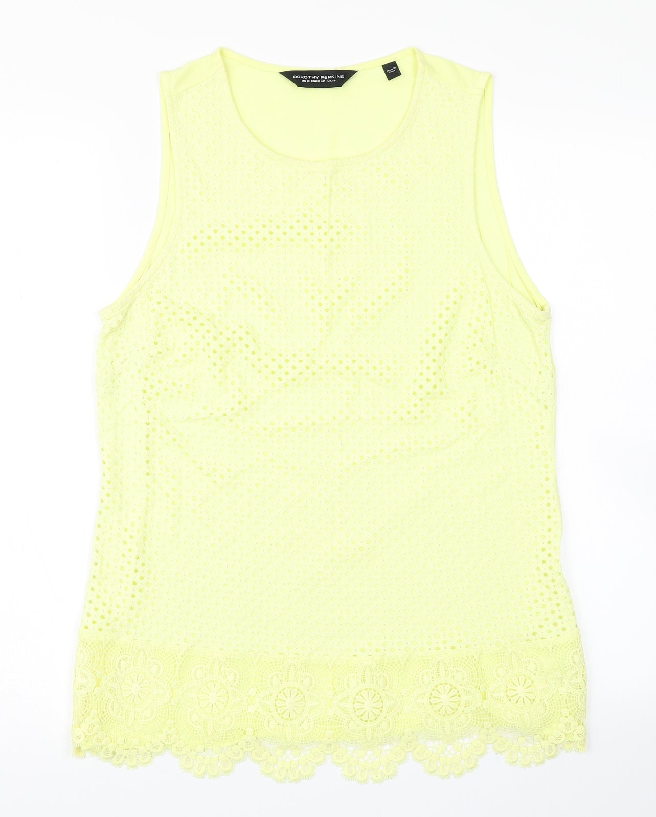 Dorothy Perkins Womens Yellow   Basic Tank Size 14