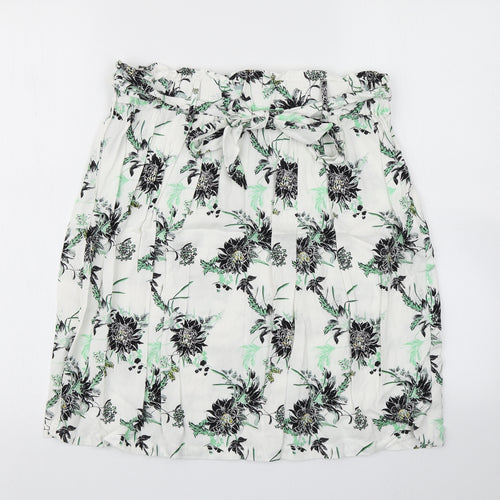 Saint Tropez Womens White Floral  A-Line Skirt Size M