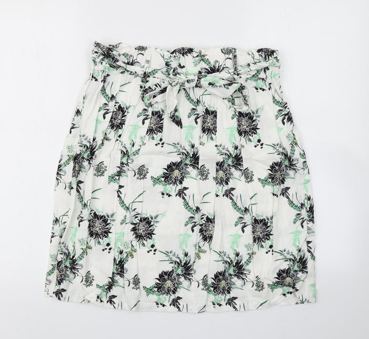 Saint Tropez Womens White Floral  A-Line Skirt Size M