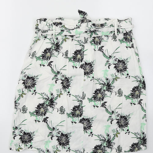 Saint Tropez Womens White Floral  A-Line Skirt Size M