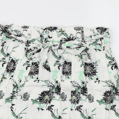 Saint Tropez Womens White Floral  A-Line Skirt Size M