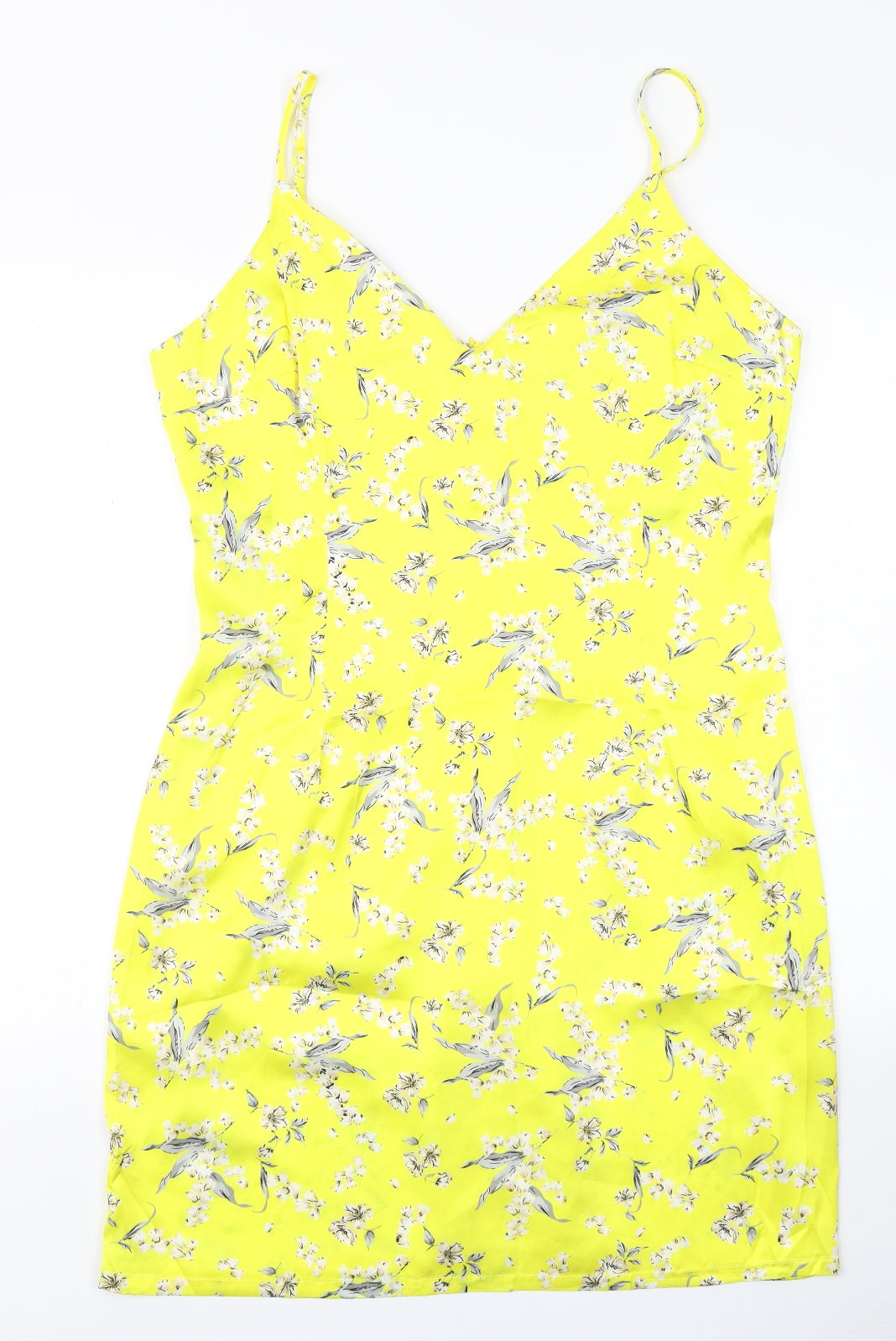 Missguided Womens Yellow Floral  Pencil Dress  Size 14