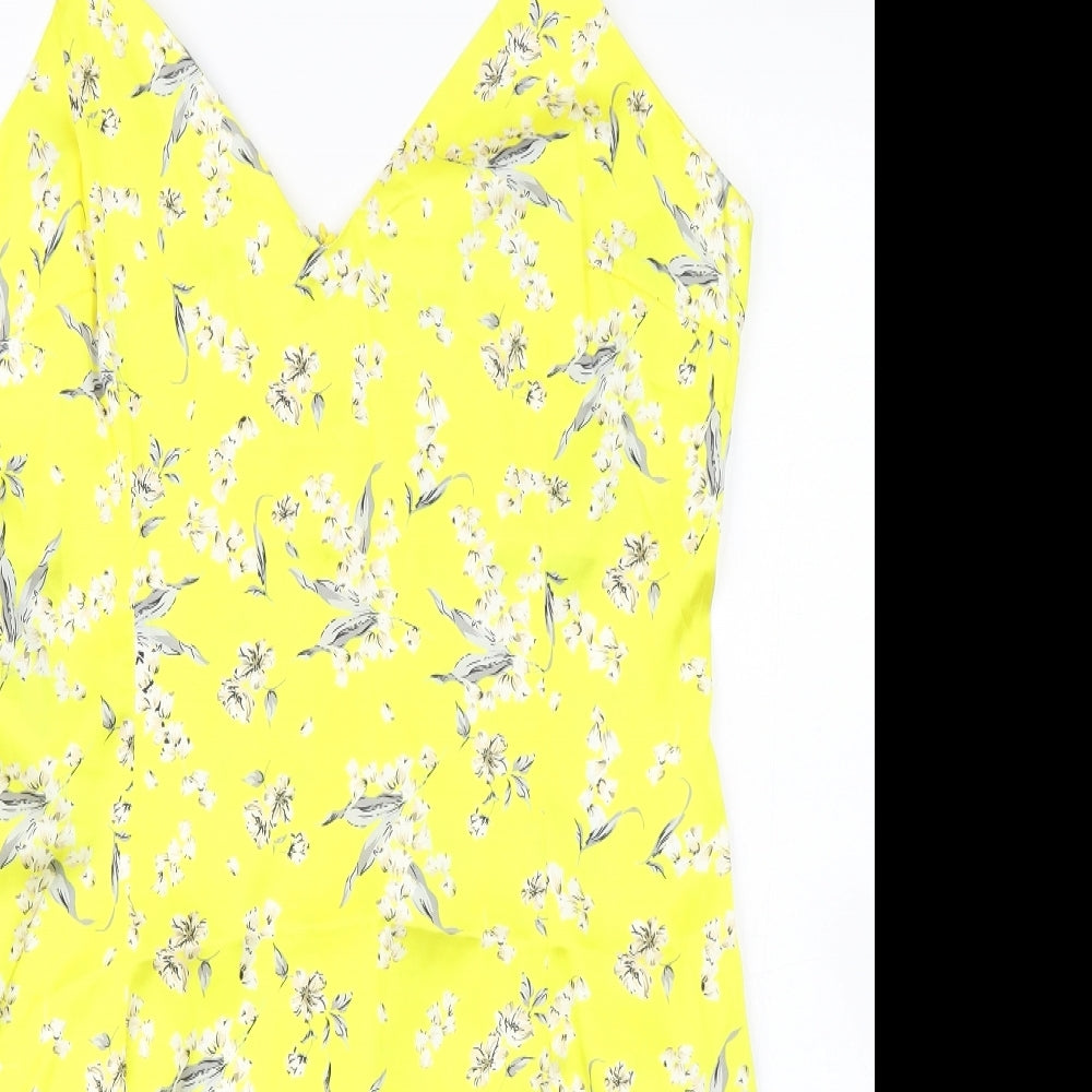 Missguided Womens Yellow Floral  Pencil Dress  Size 14