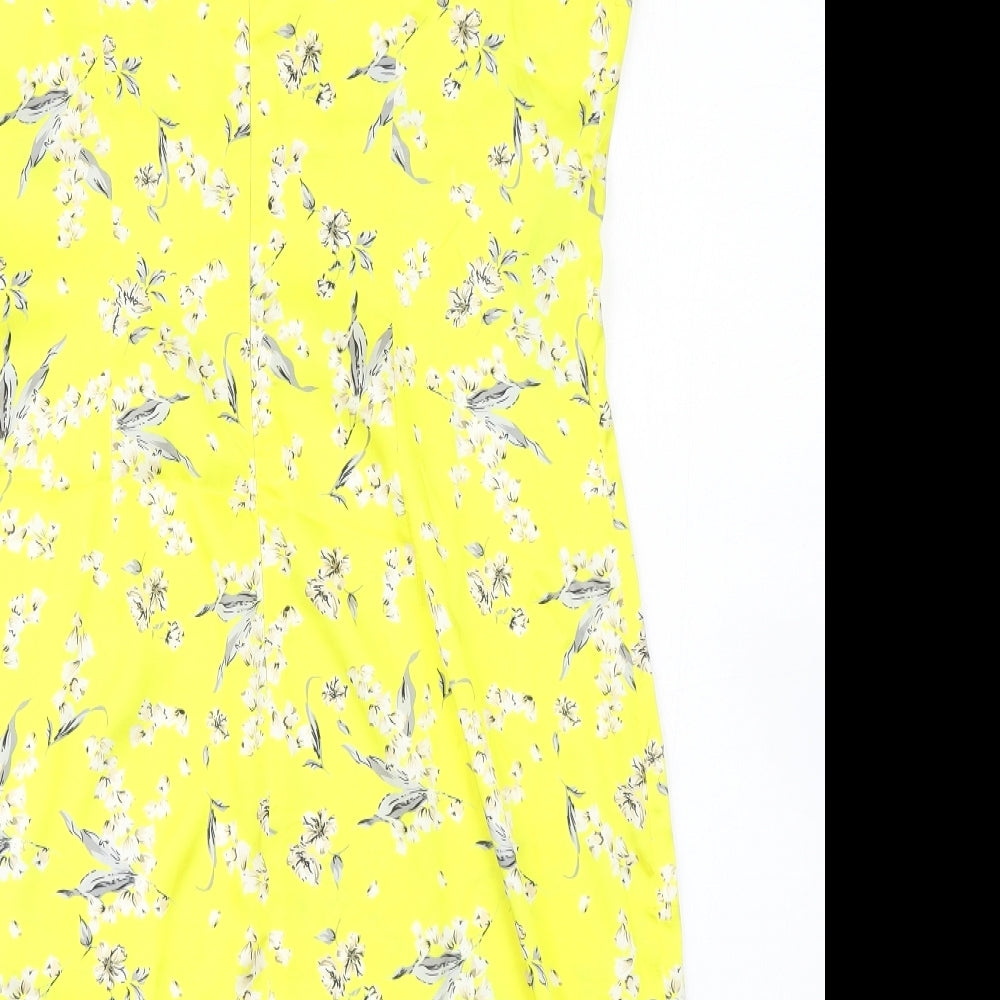 Missguided Womens Yellow Floral  Pencil Dress  Size 14