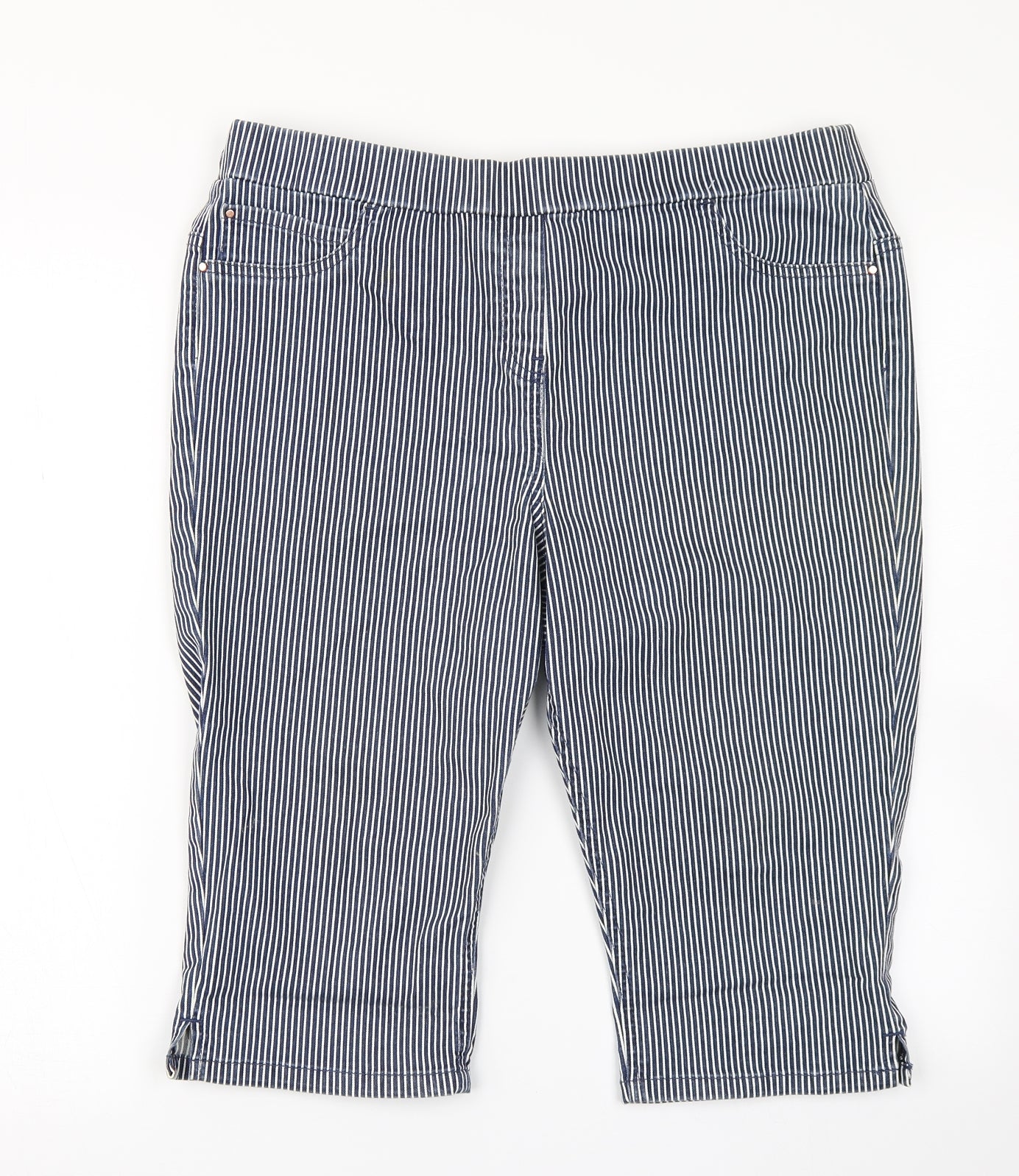 George Womens Blue Striped  Boyfriend Shorts Size 14