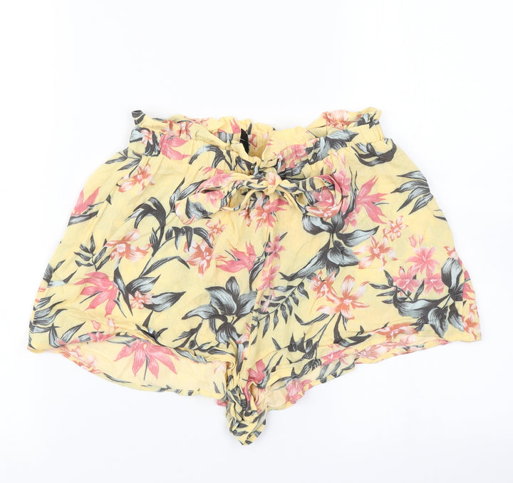 Divided Womens Yellow Floral Hot Pants Shorts Size 6