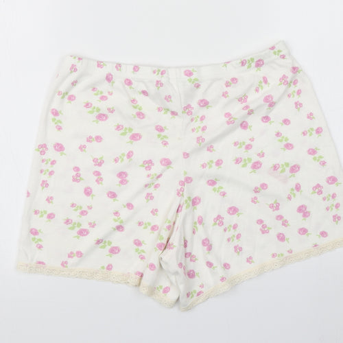 Polkadot Womens White Floral  Hot Pants Shorts Size L