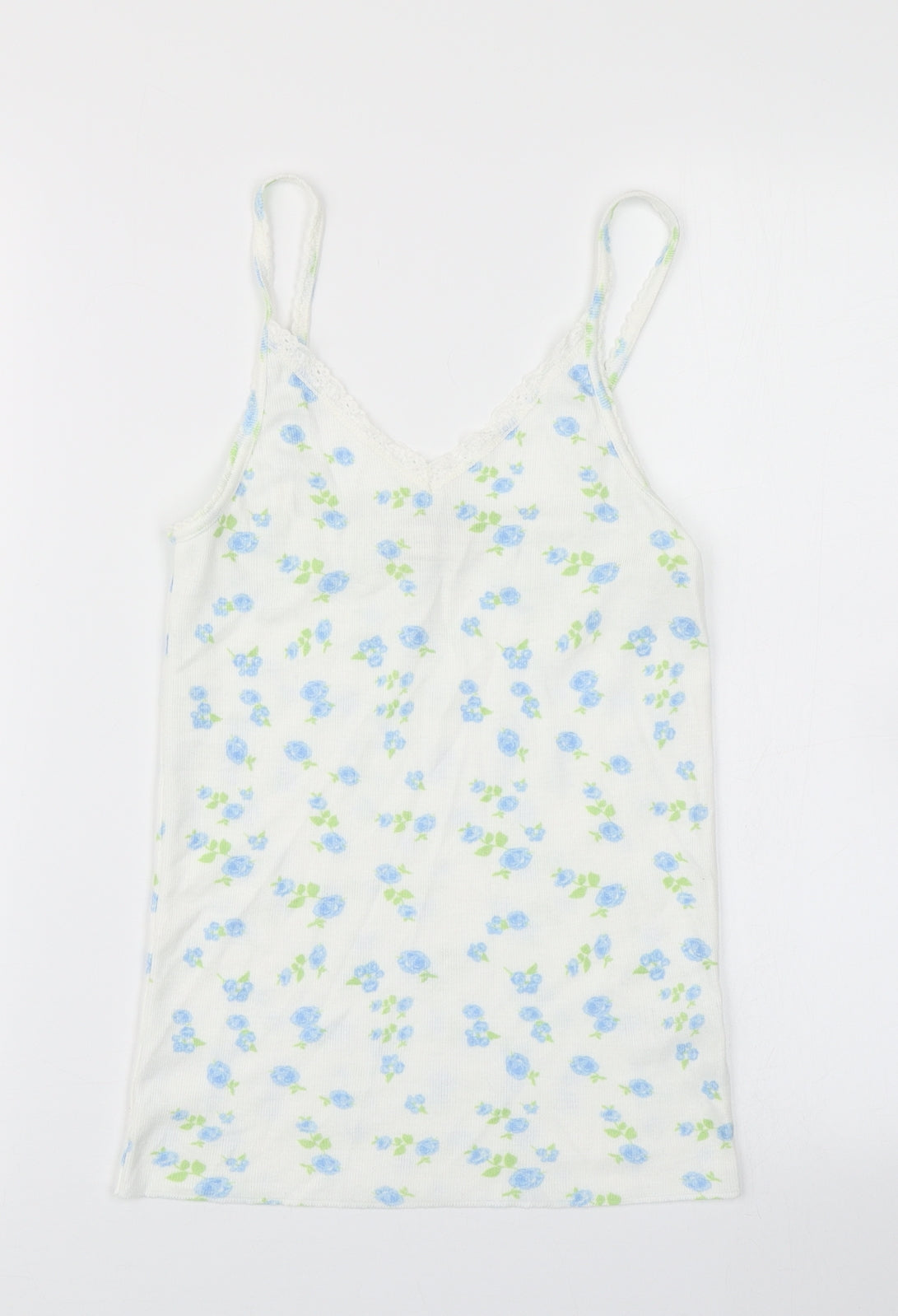Polkadot Womens White Floral  Camisole T-Shirt Size M