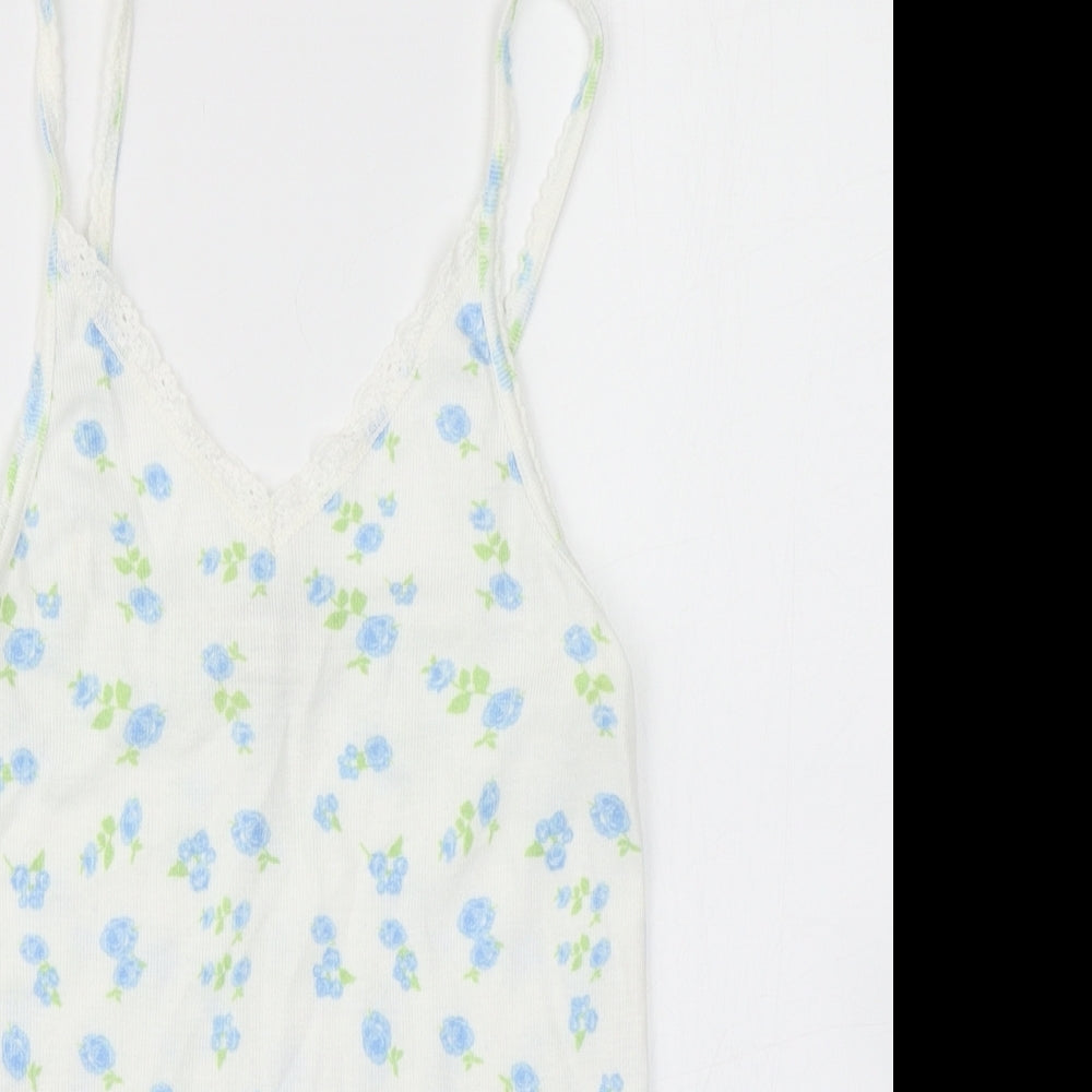Polkadot Womens White Floral  Camisole T-Shirt Size M